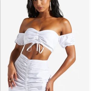 Poplin crop top white size XL